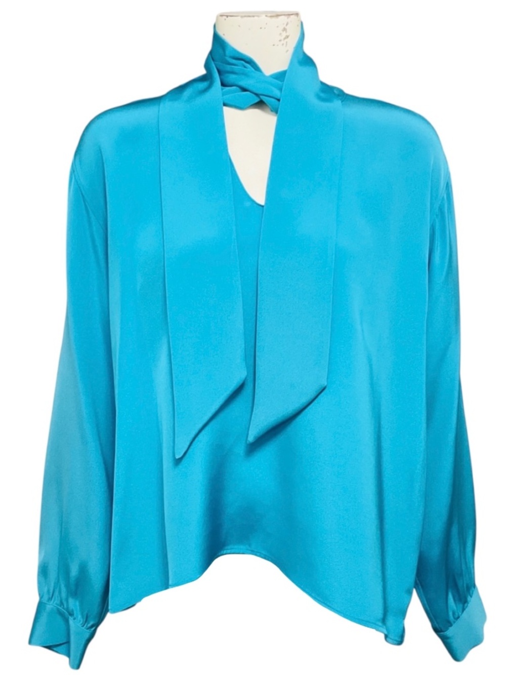LIBERTINE TURQUOISE BLUE HOCKNEY'S POOL SLIM KEITH TIE BLOUSE
